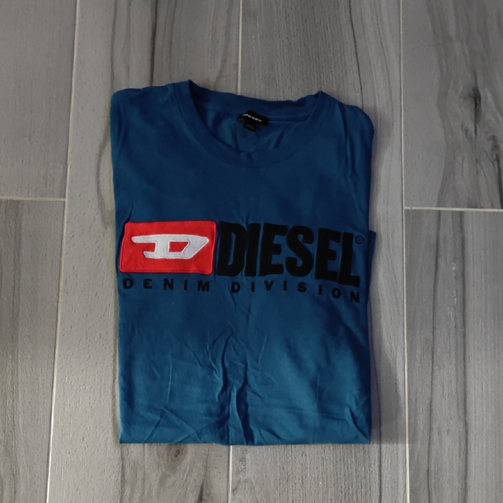 Diesel Teal T-Shirt with Red and Black Logo
